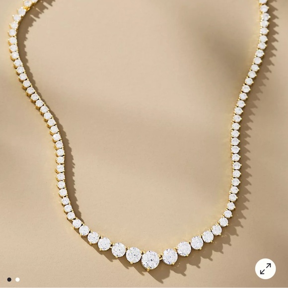 Melinda Maria Jewelry - NWT Melinda Maria Gold “Not Your Basic Graduated Tennis Necklace”